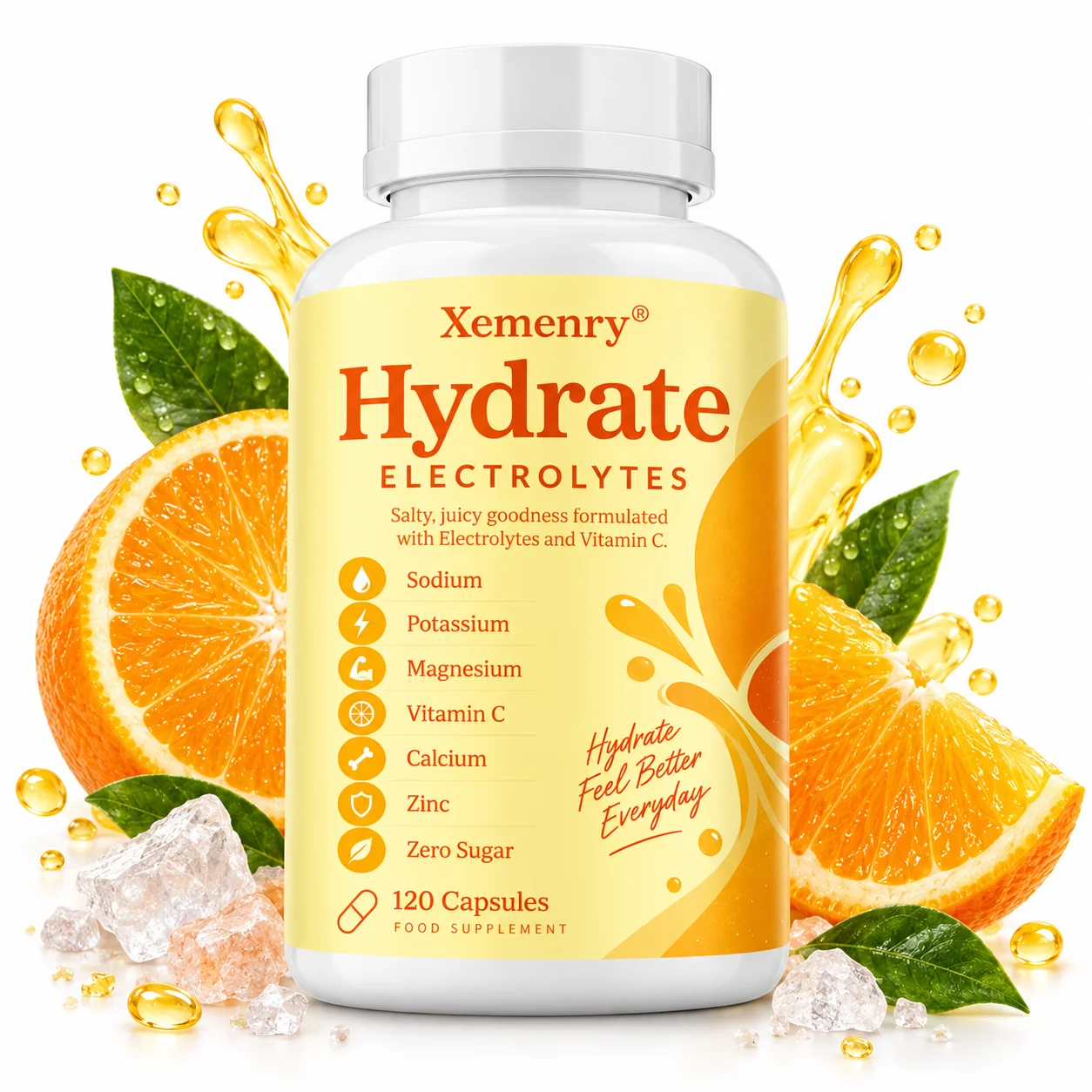 Hydrate Electrolytes Capsules - Supports Fluid Balance, Muscle Function & Energy Metabolism with Magnesium, Sodium & Potassium