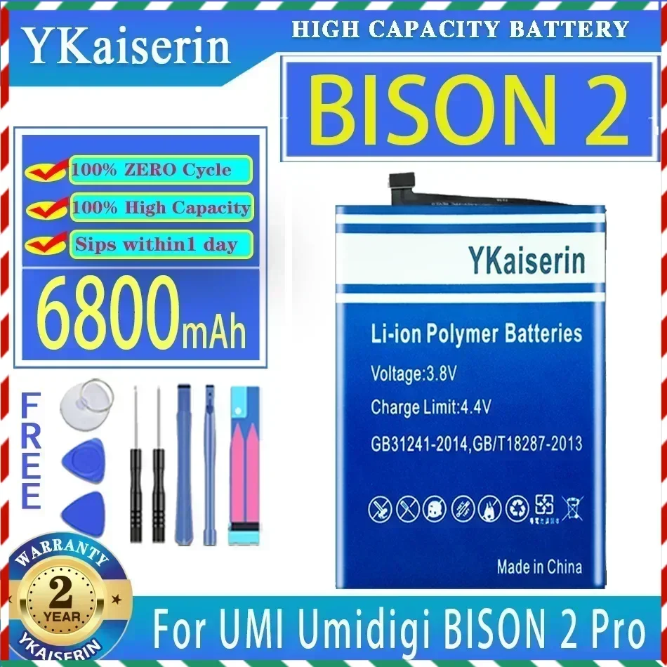 YKaiserin 6800mAh Replacement Battery BISON2 For UMI Umidigi BISON 2 Pro BISON2 Pro 2Pro Mobile Phone Batteries