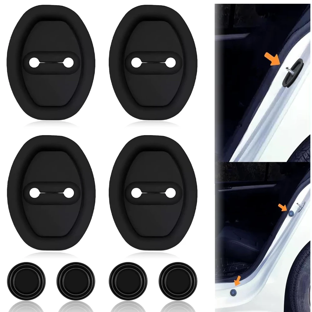 

Car Silicone Door Latch Protective Cover Car Door Lock Latches Cover Protector Vehicle Ventilation Doors Locks Guard Stopper Set