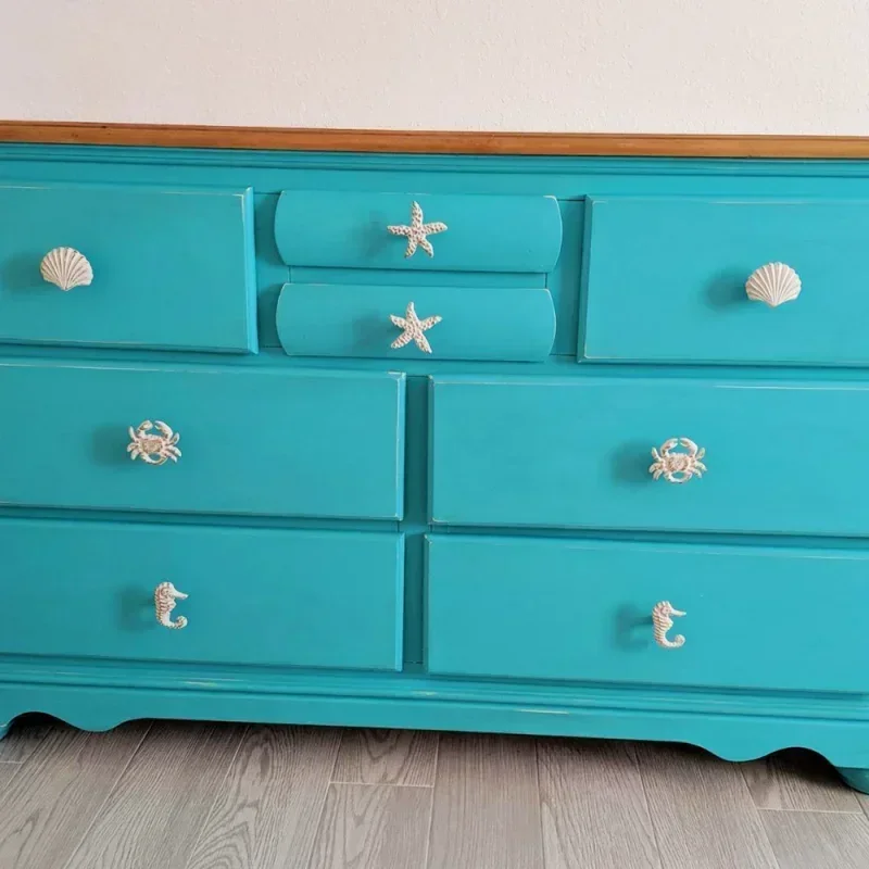 1-4pecRetro Ocean Style Cast Iron Handle Mediterranean Children's Room Drawer Handle Starfish Single Hole Nordic Wardrobe Handle
