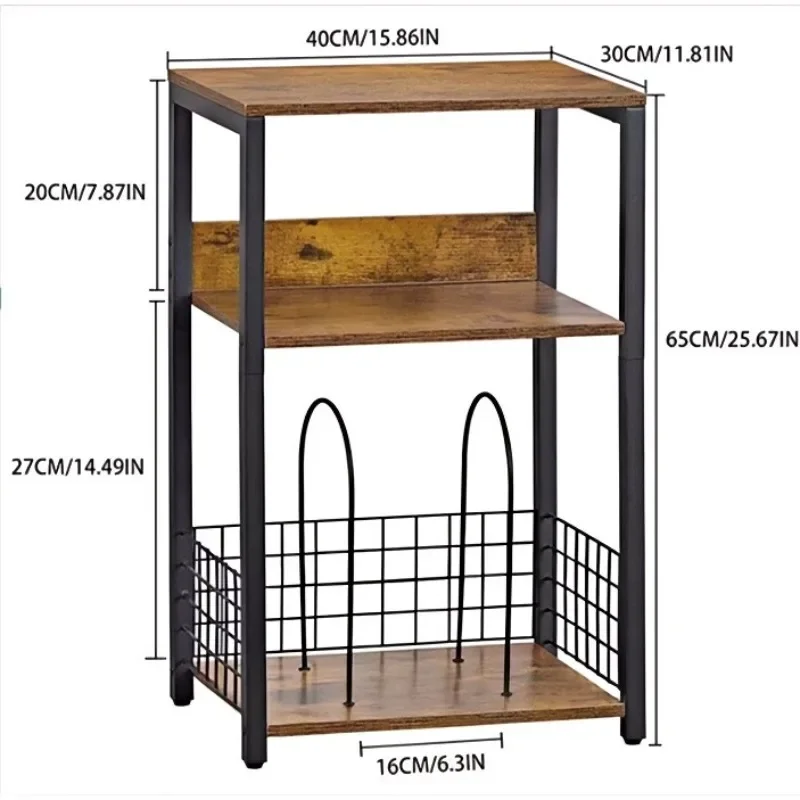American Retro Record Player Storage Rack, Living Room CD & Record Display Stand Side Table