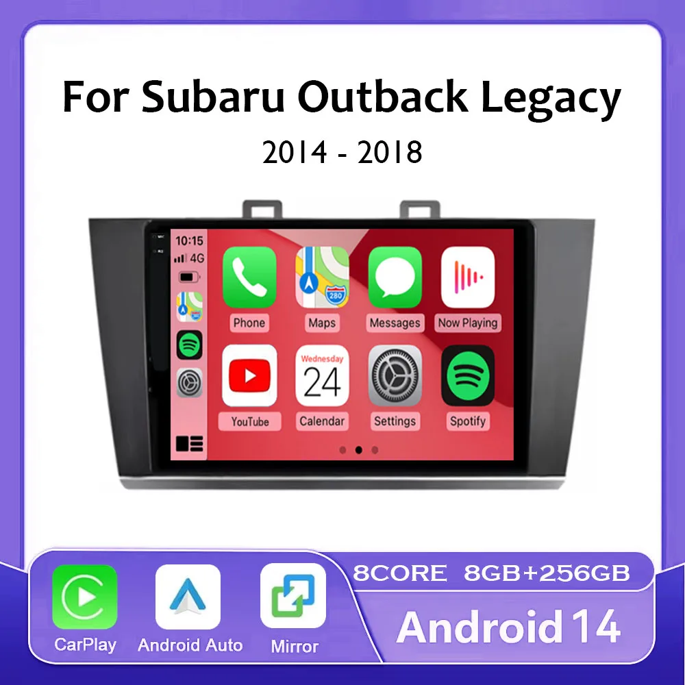 Android 14 CarPlay + อัตโนมัติวิทยุรถยนต์สําหรับSubaru Outback 5 Legacy 2014 - 2017 สเตอริโอGPSนําทางเครื่องเล่นมัลติมีเดียไม่มี 2din DVD