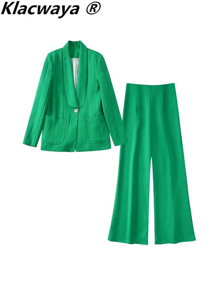 

Klacwaya Blazers ​Set Woman 2 Pieces Women Suit Blazer And Pants Two-Piece Ladies Trouser Suits Women Office Sui