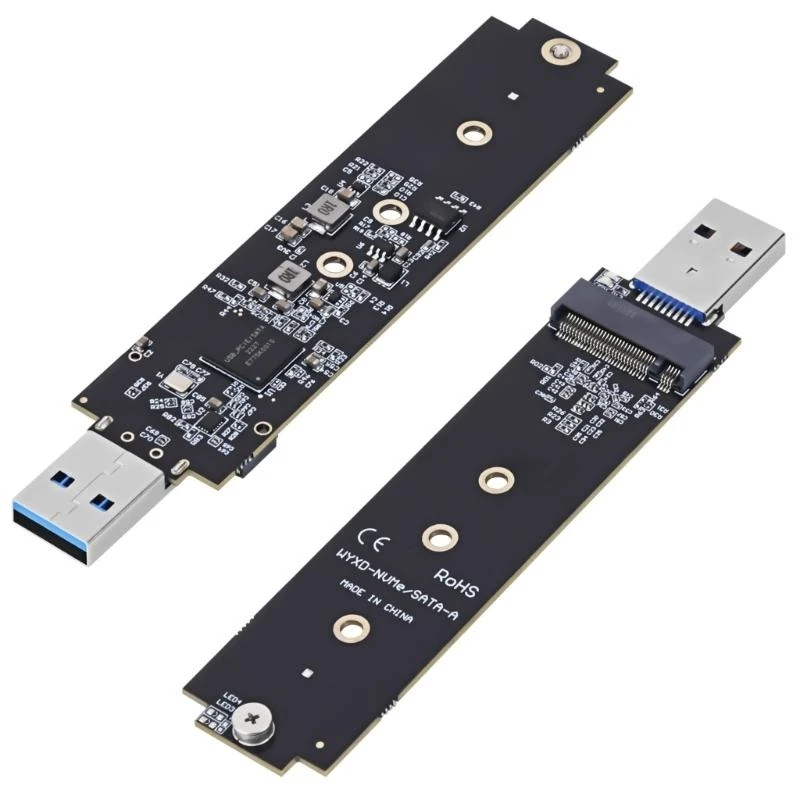 Fast Speed USB 3.2 M.2 SSDs Enclosure Adapters Supports PCIe NVMe SATAs Two Protocols Up To 10Gbps Transfer
