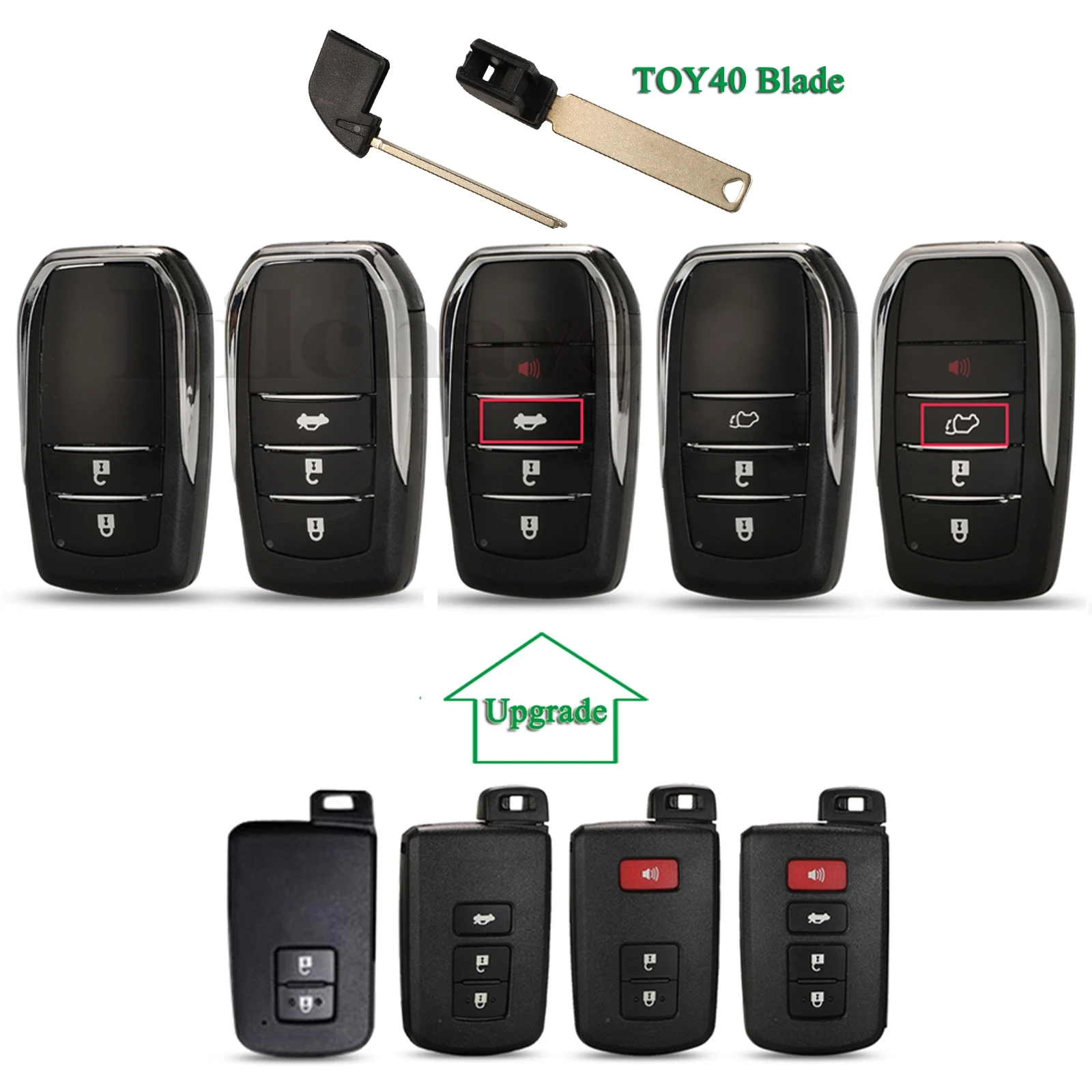 

jingyuqin 2/3/4 Button For Toyota Fortuner Prado Camry Rav4 Highlander Smart Crown Intelligent Remote Key Shell Case Toy40 Blade