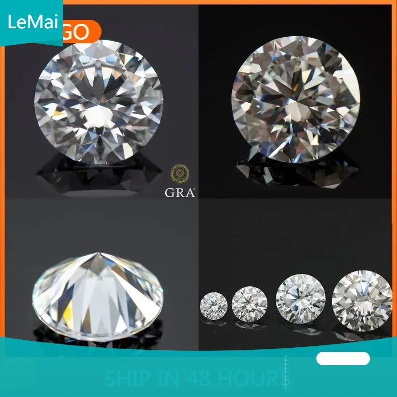 Moissanite Stone Round Cut D Colour VVS1 1.0-12.0ct Lab Created Diamond Engagement Ring Earring Jewelry With  Certificate