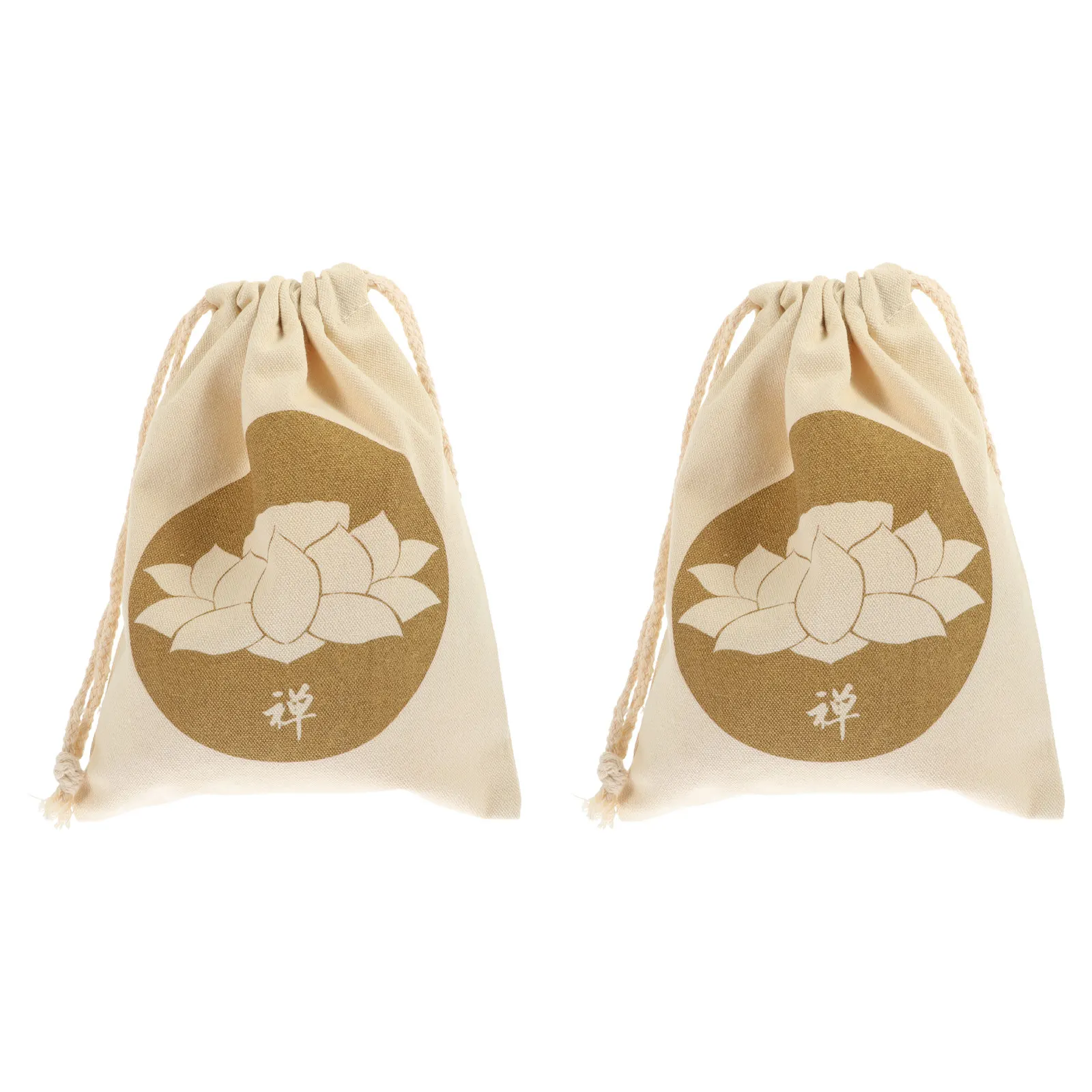 2Pcs Tibetan Singing Bowl Drawstring Bag Compact Durable Buddhist Sound Bowl Pouch Meditation Carrying Storage Bag
