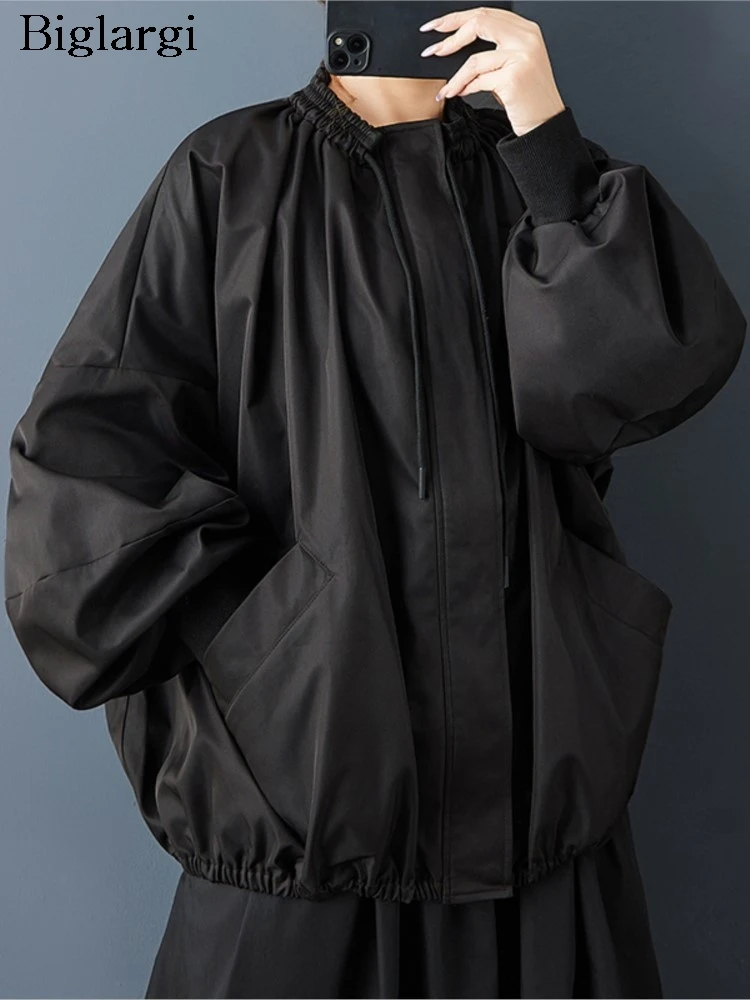 

Oversized Autumn Black Jacket Coat Women Casual Lantern Sleeve Ladies Jackets Coats Korean Style Loose Woman Coat Outerwear