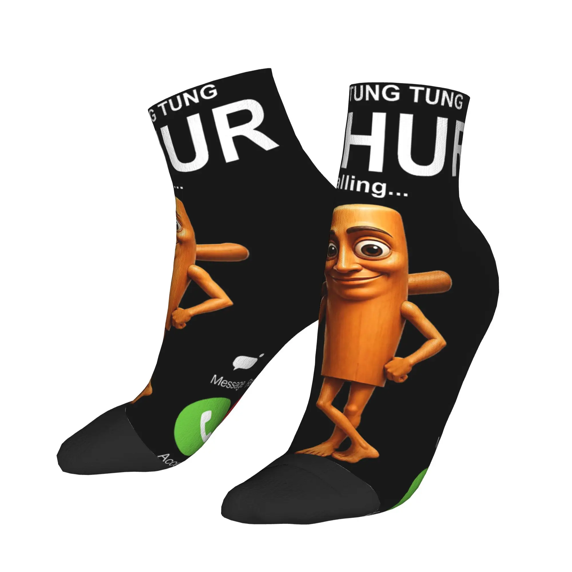 

Tung Sahur Calling Funny Fishing Brainrot Joke Ankle Socks Gothic High Casual Socks Spring Cycling Custom Anti Sock For Men Gift