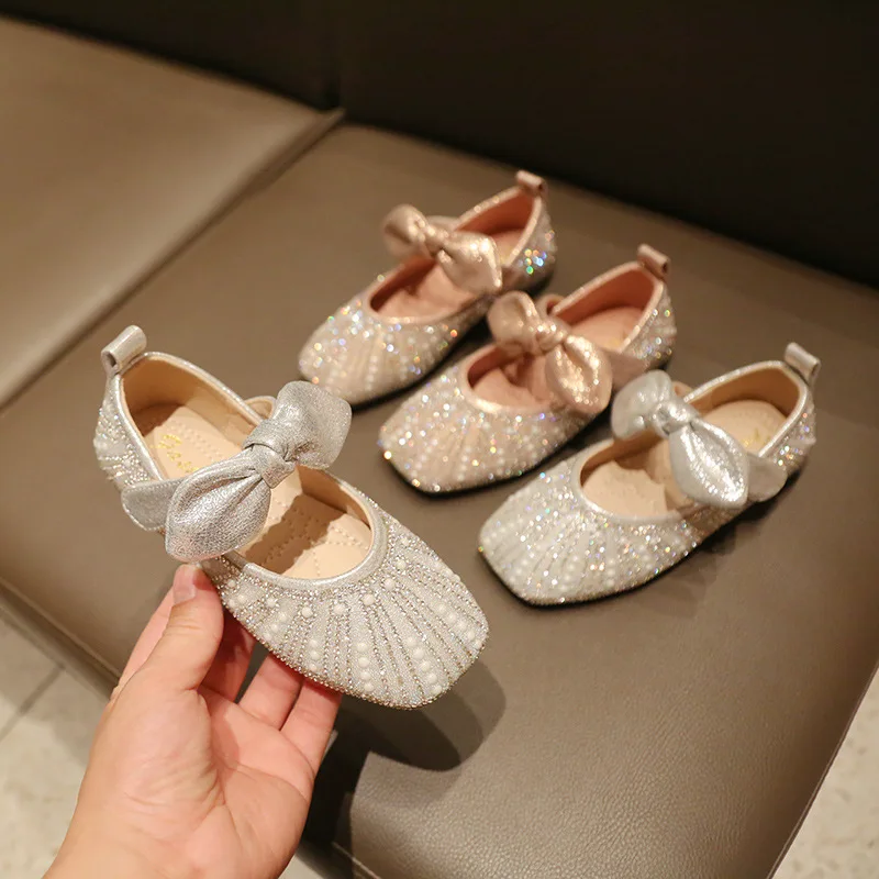 

Children Leather Shoes Spring Autumn New Girls Shoes Kids Elegant Shiny Rhinestone Temperament Princess Shoes zapatos niña