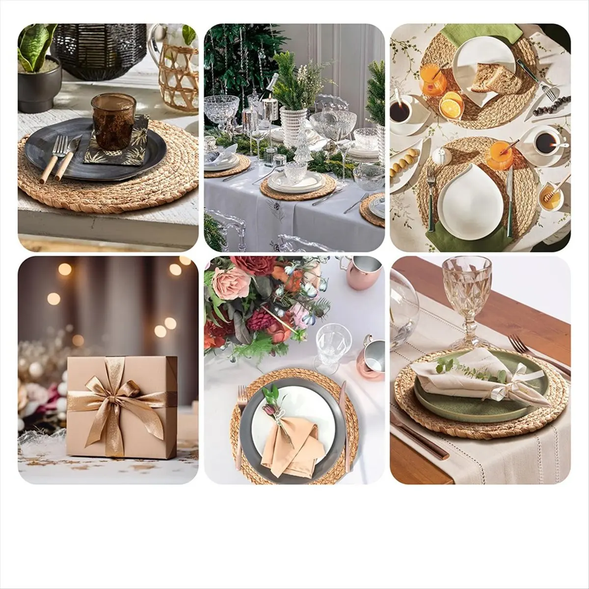 2026 Trend Round Woven Placemats Set of 6, Boho Rattan Place Mats, Farmhouse Weave Circle Table Mats, for Dining Table Decor
