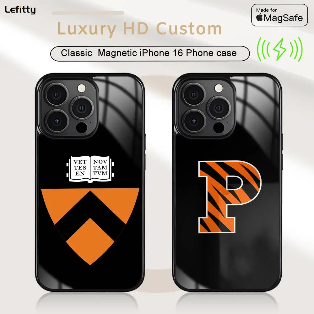 

P-Princeton University For iPhone 16 15 14 13 12 11 Pro Max Plus Mini Magsafe Charging Cover Magnetic Hard Shell