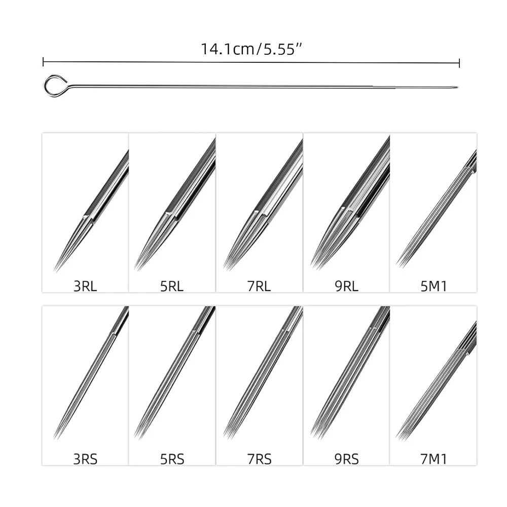 20/50/100Pcs 3RL 5RL 7RL 9RL 11RL Tattoo Needles with 3/5/7/9/11RT Gray Disposable Tattoo Tips Tattoo Combo