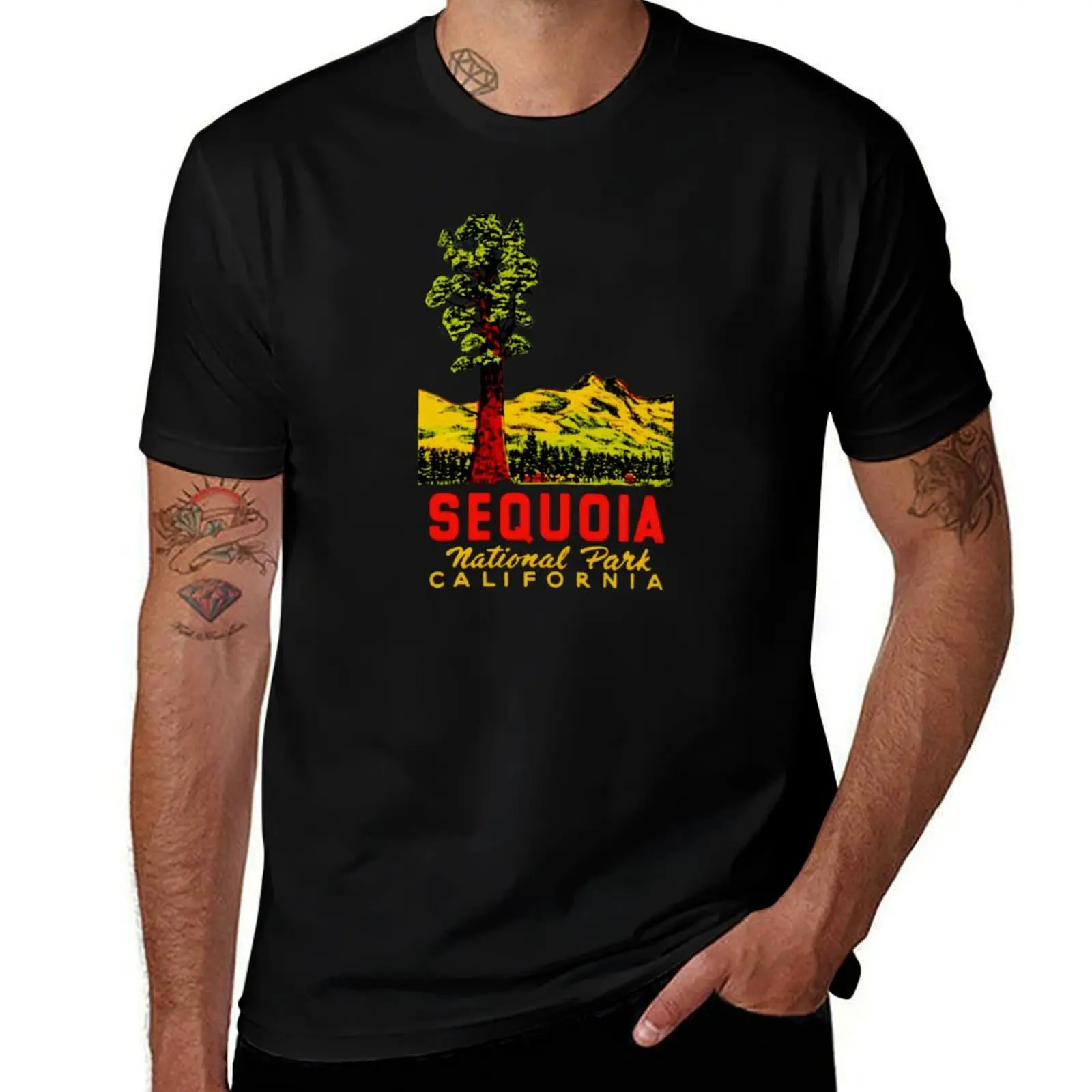 Sequoia National Park California Vintage Travel Decal T-Shirt Classic Print Short Sleeve Shirt T-Shirt