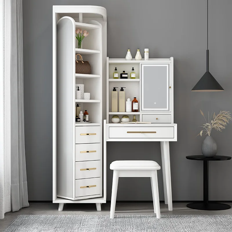 Light luxury solid wood dressing table full body mirror, modern bedroom dressing mirror, simple dressing table storage cabinet,