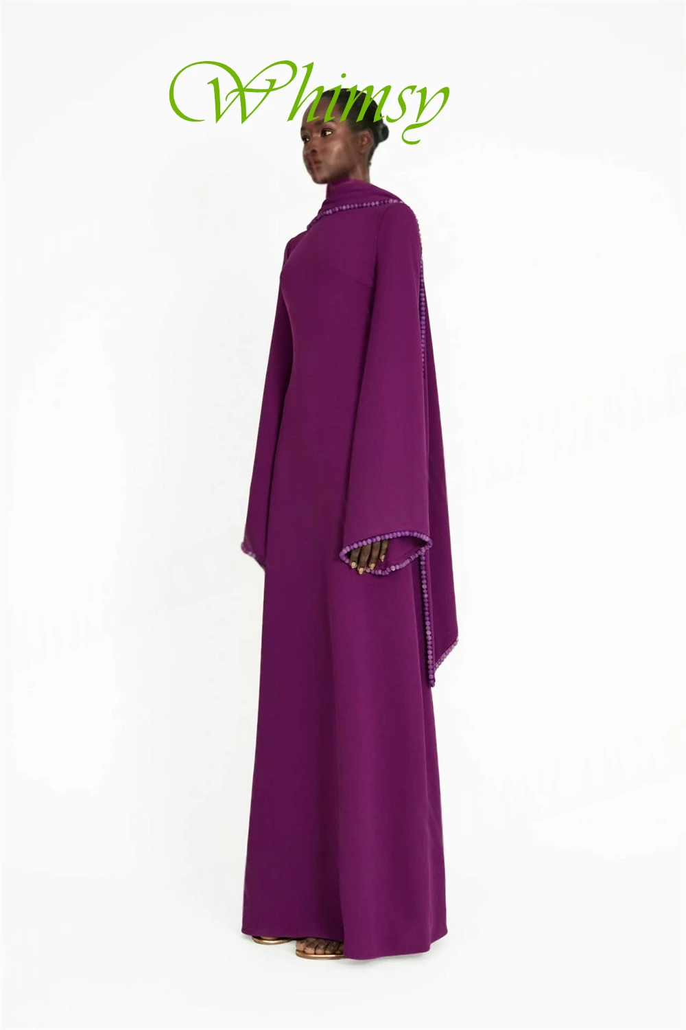 Abito da sera classico personalizzato con colletto alto in jersey Abiti semplici da ritorno a casa a maniche lunghe Abiti moderni per occasioni su misura con perline