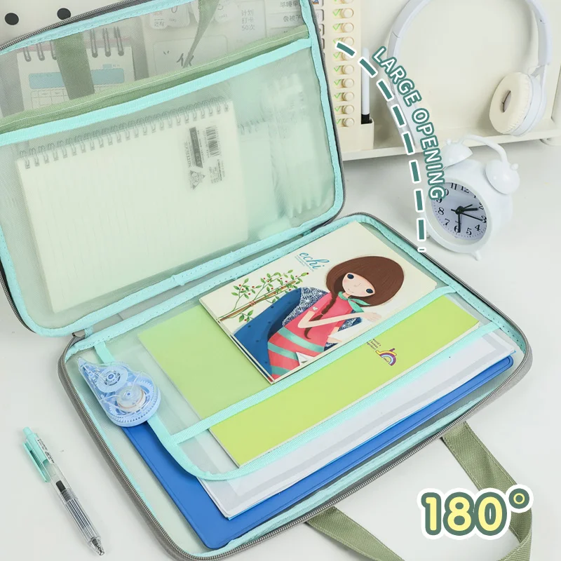 Huajie Transparent Mesh Handbag, Student Book File Organizer, Tutoring Exam Paper Subject Classification Storage Pouch