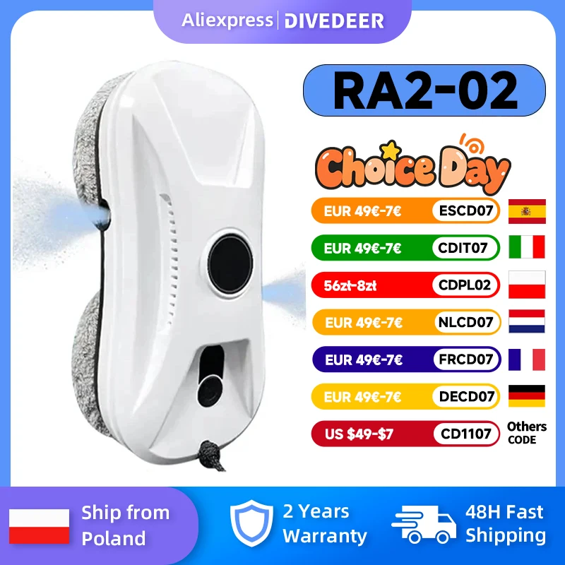 DIVEDEER Intelligent Window Cleaner Bi-directional Double Spray New Window Cleaner Automatic Dual Spray Mini-Type Machine