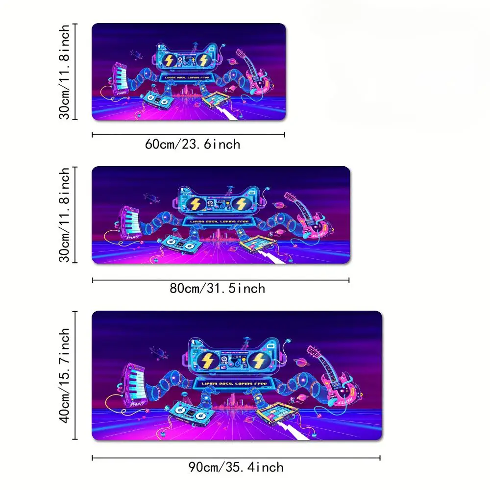 Cyber DJ turntable large Mouse Pad DJ Cat Creative Design Desk Mat Gaming pad Non-Slip Stitched Edge desk accessories mouse mat