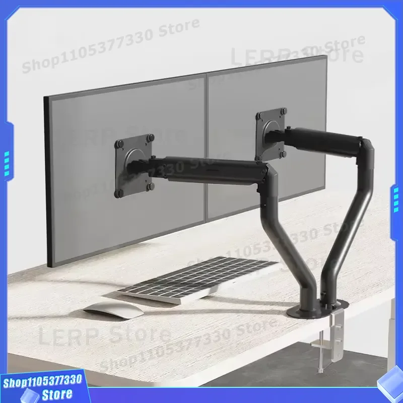 Adjustable Dual Monitor Stand 17-32 Inch Metal Desktop Mount Telescopic Arm Universal Bracket for Computer Screens Heavy Duty