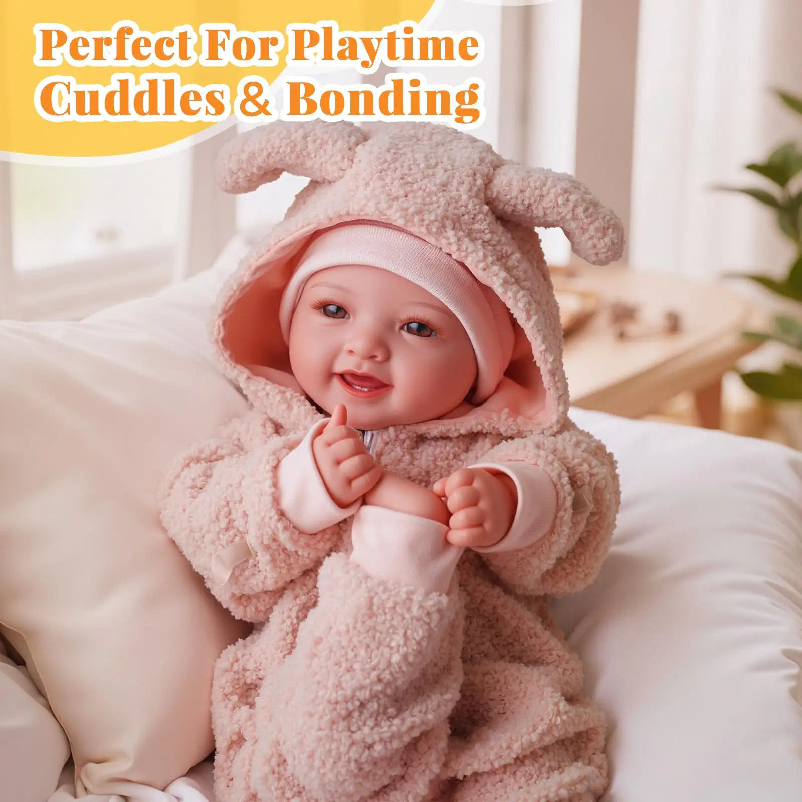 ソフトベビードール 15インチ 授乳セット付き リアルな抱き心地のソフトボディベビードール 子供向けごっこ遊び用