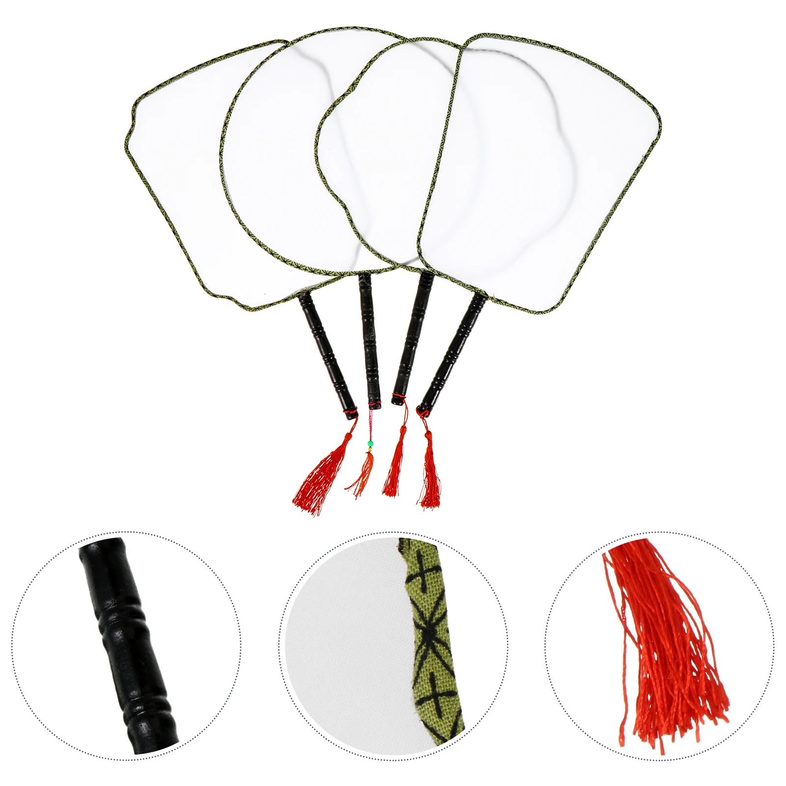

4Pcs Blank DIY Painting Fan Hand Fan for Graffiti Art Educational Activity Improve Hand Eye Coordination Mixed Style