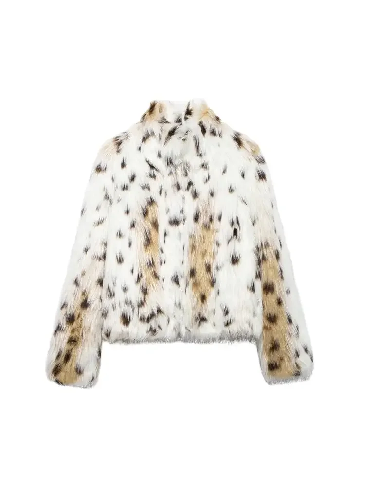 

GELITAYIN Women's Thick Warm Faux Fur Jacket Coat, Lapel Collar, Long Sleeve, Button-up, Female Outerwear, Chic Tops, Fashi