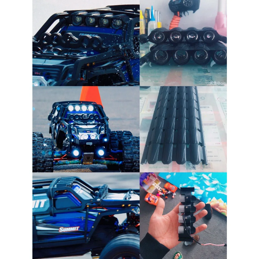 Upgrade RC Monster Truck Super Bright 4Pcs 3W Roof Light Nylon Carbon Fiber For 1/10 Summit Model Truck custom size Accessories