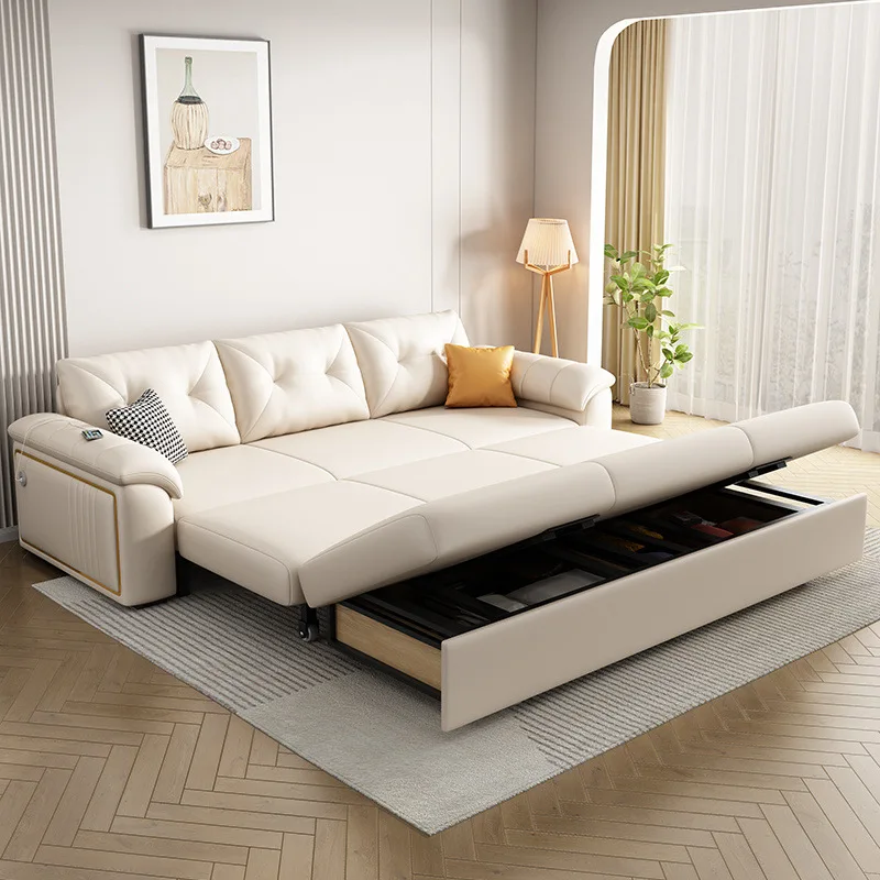 2025 أريكة سرير المشاهير على الإنترنت الجديدة شقة صغيرة فرنسية رومانسية كريمية الرياح الجلوس والاستلقاء قابلة للطي ذات غرض مزدوج