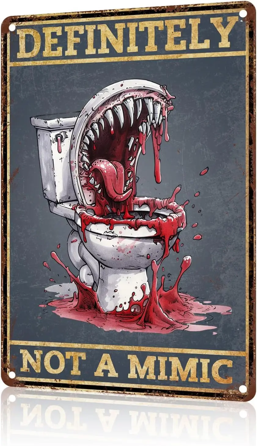 Bathroom Metal Poster Definitely Not A Mimic Sign DND Bathroom Decor Home Decor For Bathroom Restroom Metal Tin Sign 8x12 inch