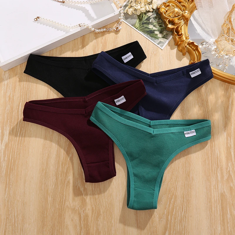 Cotton Brazilian Panties for Women Sexy V-Waist Thongs Underwear Female Solid Color Low-Rise Briefs Seamless Intimates Lingerie