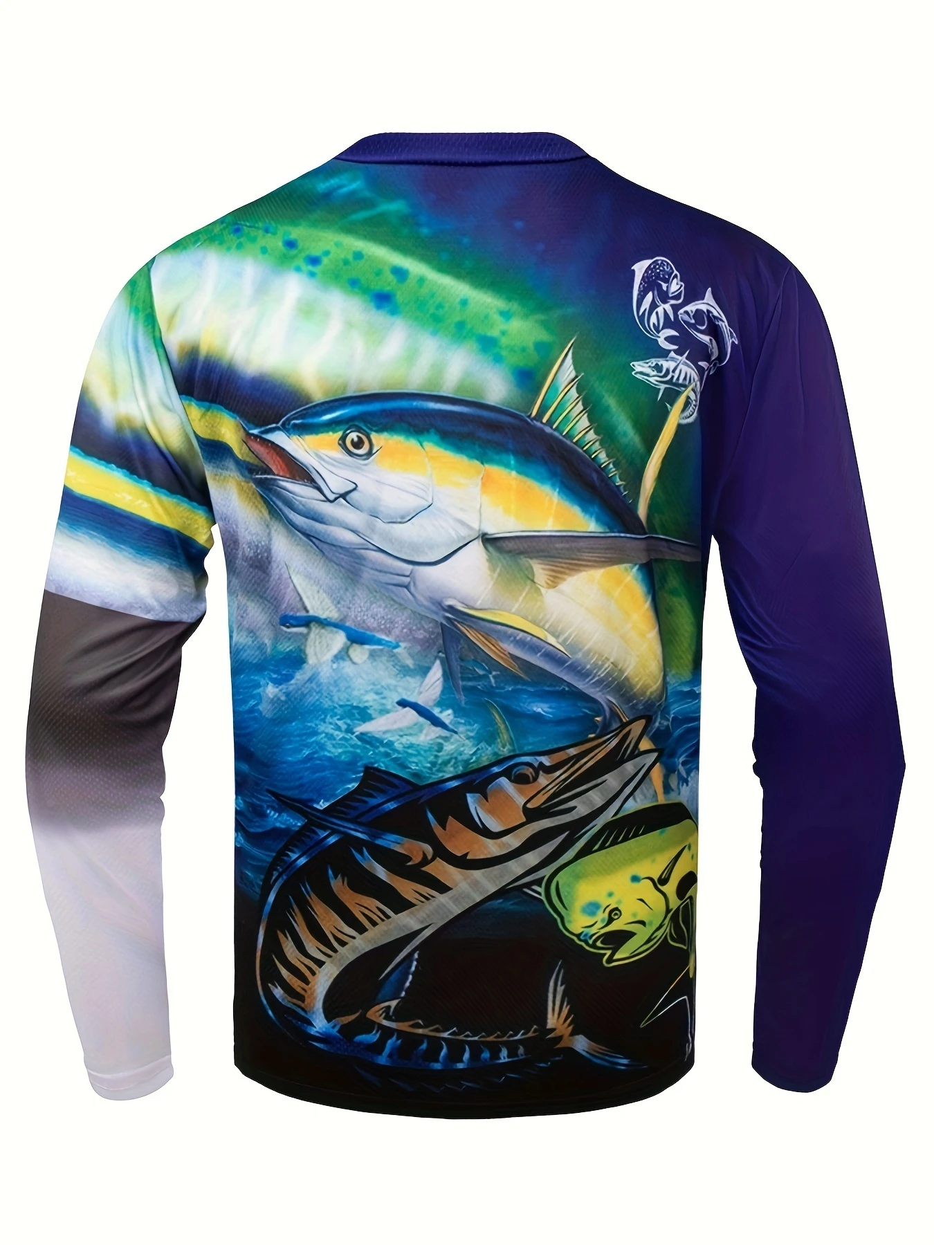 Mens Ocean Gamefish All Over Print Long Sleeve Family Matching Fisherman Casual Saltwater Fishing Daily Wear Tee Shirt