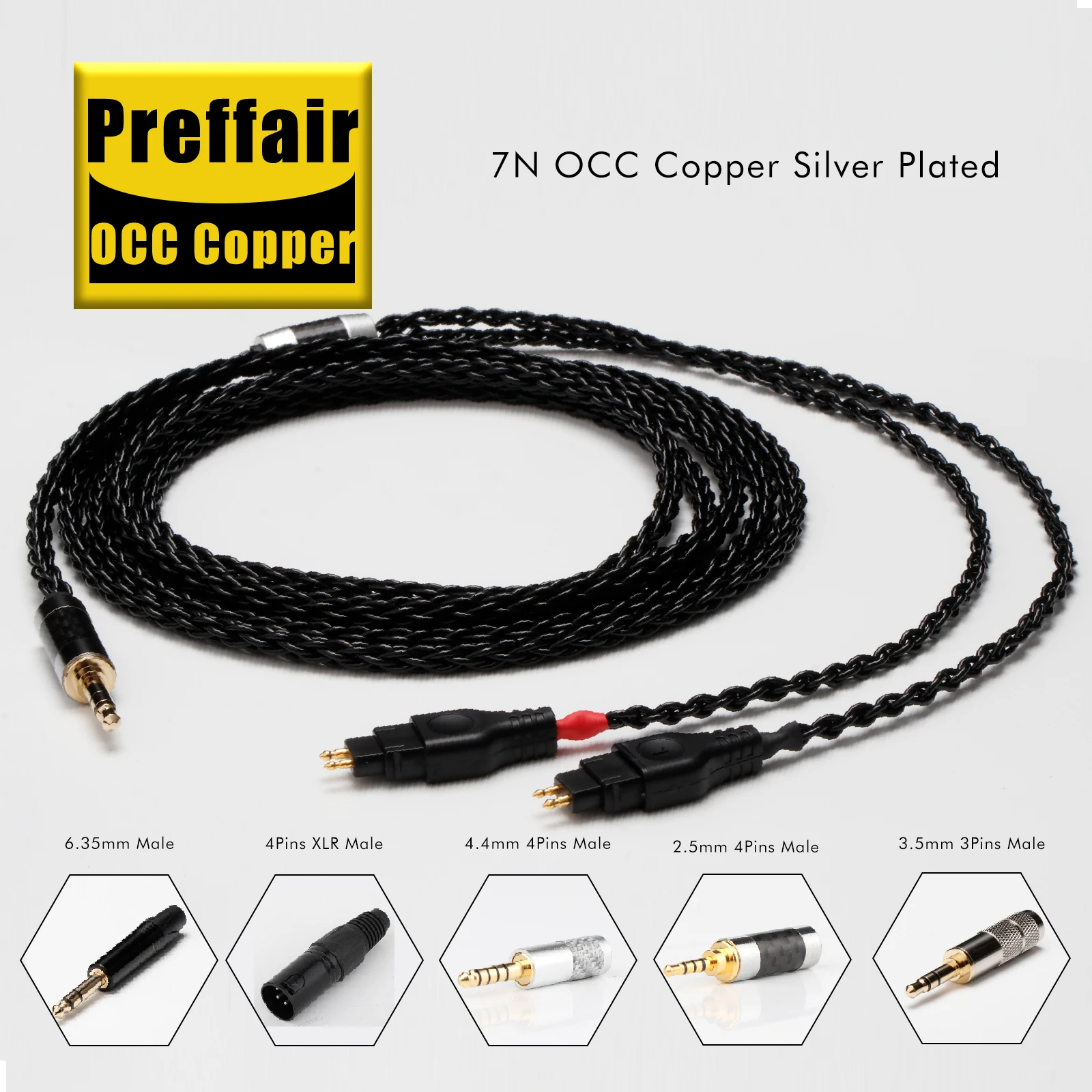 Preffair 8Cores OCC Copper Wires E516  Headphone Cable with 4.4/3.5/6.5/XLR Plugs for HD600 HD650 HD660s HD580 Earphone