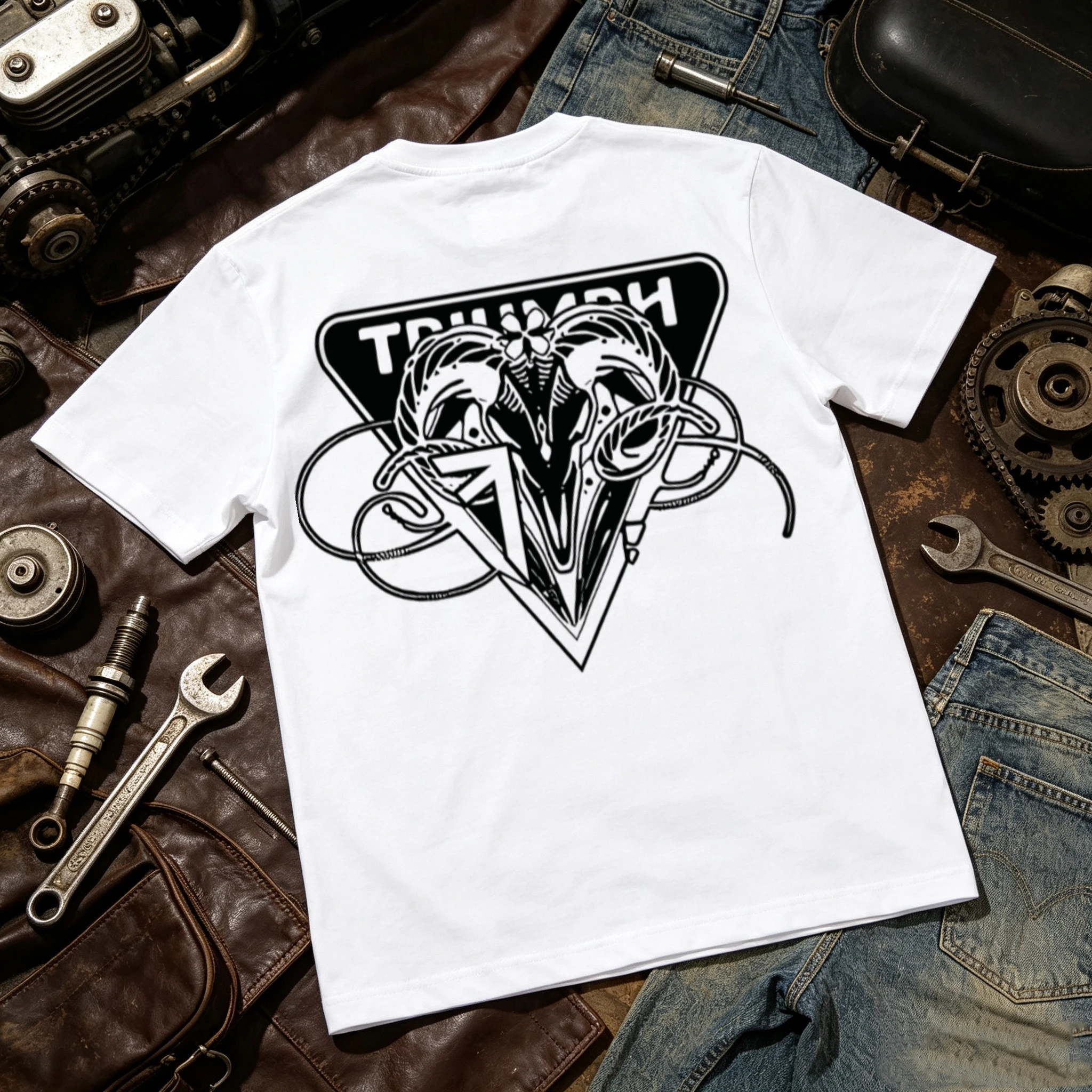 2026 Rams Horn Wrestling American Retro Motorcycle Bike Men's and Women's T-Shirt Loose Cotton Short-Sleeved T-Shirt