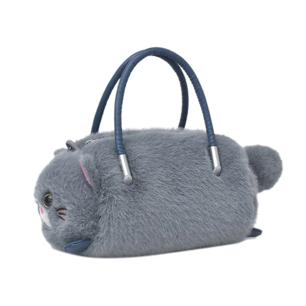 

Новая дизайнерская сумка с крестом кота, пушистый мех, маленькая милая сумка с имитацией кошки, повседневная женская сумка на молнии для девочек