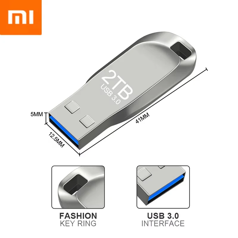 Original Xiaomi Pen Drive 2 TB USB 3.0 Flash Metal Drive 1TB Large Capacity High-Speed Transfer Storage Waterproof Memory U Disk