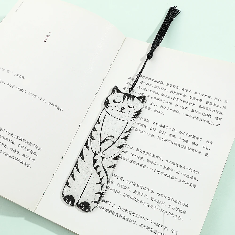 Kitten Doodle Bookmark Acrylic Bookmark with Tassel Exit Gift for Colleagues, Farewell Gift for Teachers Friends