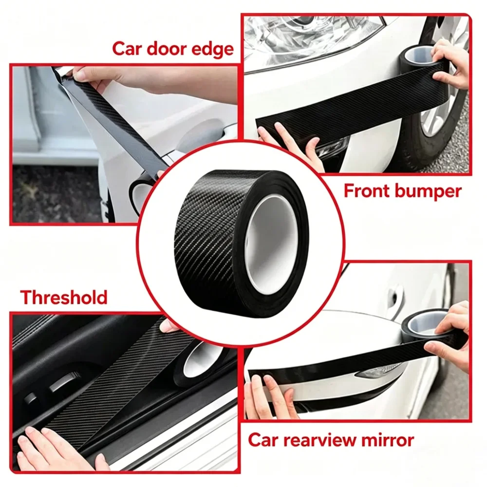 3/5/7/10CM Black Carbon Fiber Vinyl Racing Stripe Glossy Matte Vinyl Wrap Film Car Stickers For Car Hood Roof Decal view 6