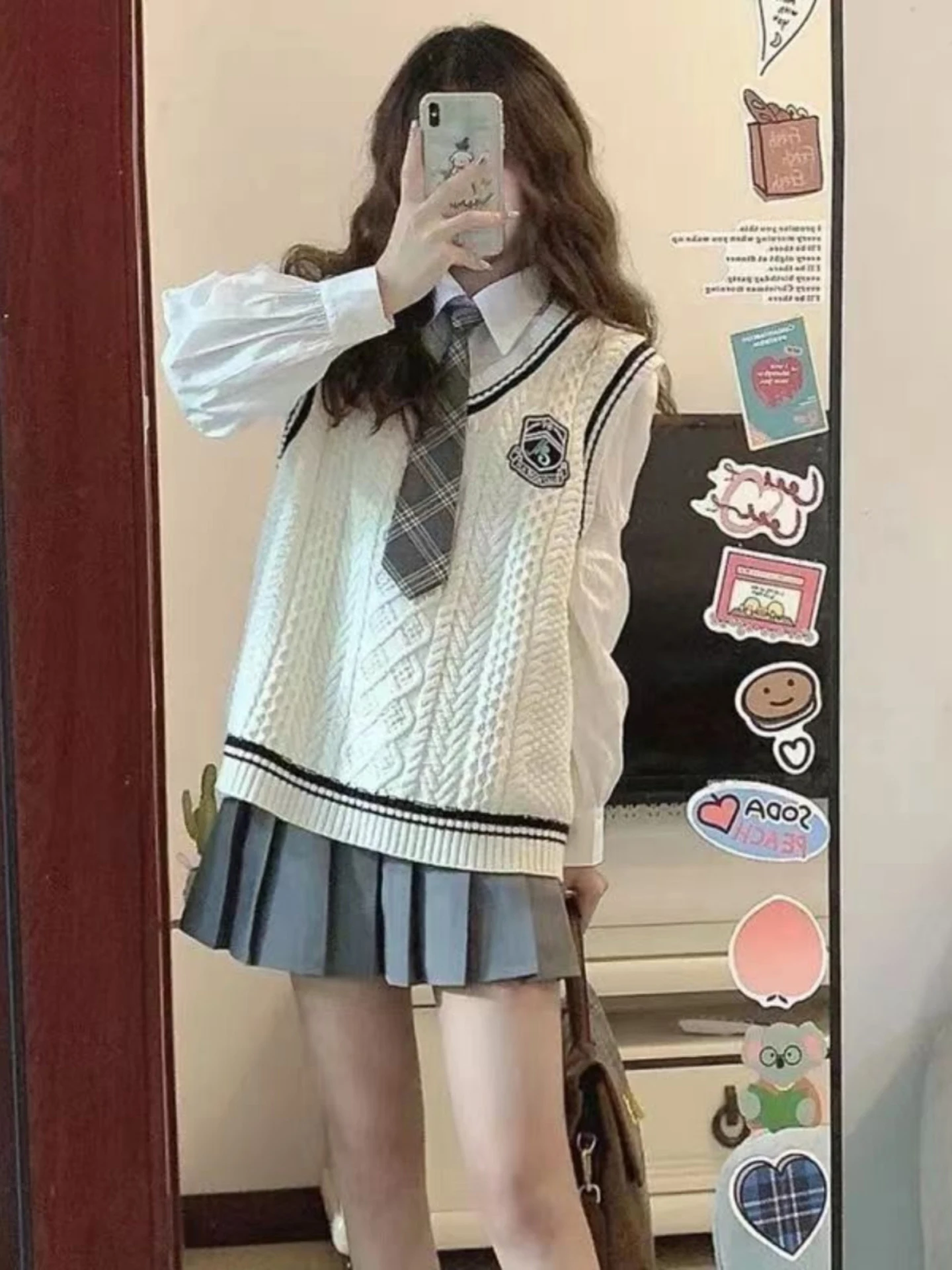 

Вязаный жилет-топ для женщин, верхняя одежда для весеннего многослойного образа, комплект в стиле Miu College/JK, с V-образным вырезом, стандартный крой