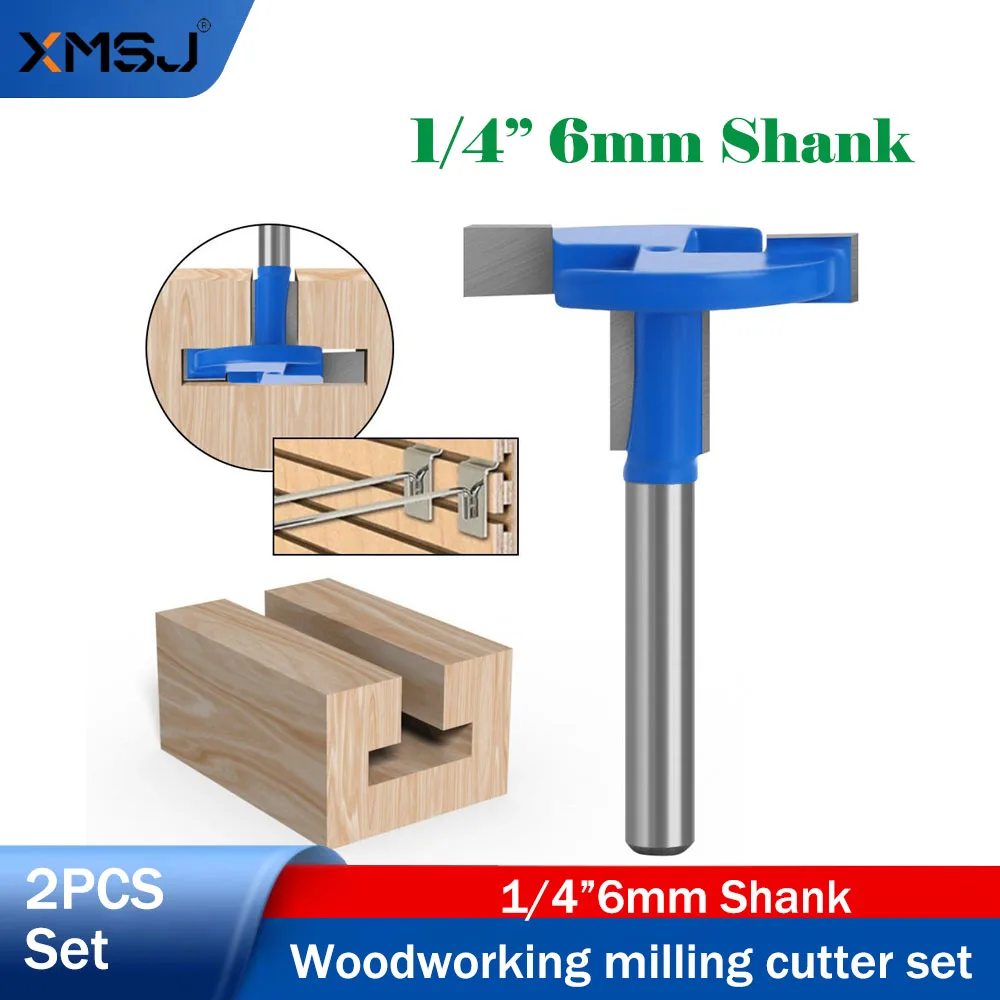 

1/4" Shank T-Slot Cutter, Straight Slotting Bit,Hook Milling Cutter, Lock Hole Router Bit,Woodworking Milling Cutter for Trimmer