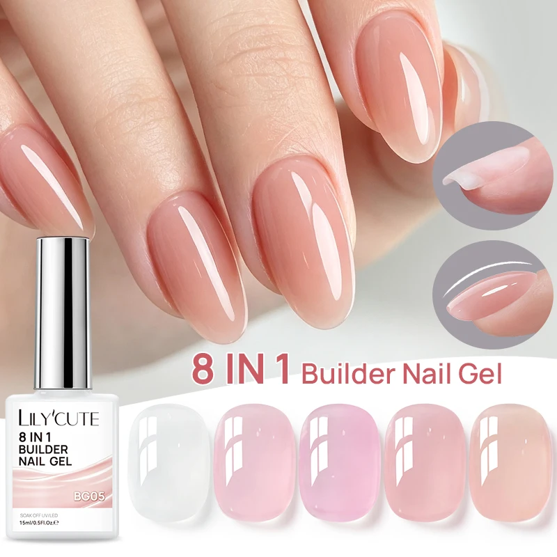 LILYCUTE 15ml 8 IN 1 Building Nail Gel Extension Base Gel Apex Building Watercolor Slip Solution Soak off LED UV Gel Manicure
