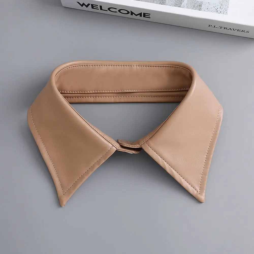 PU Fake Collar Vintage Detachable Shirt Collar for Women Blouse Sweater False Collar Lapel Top Neck Shoulder Wraps Tie 넥타이