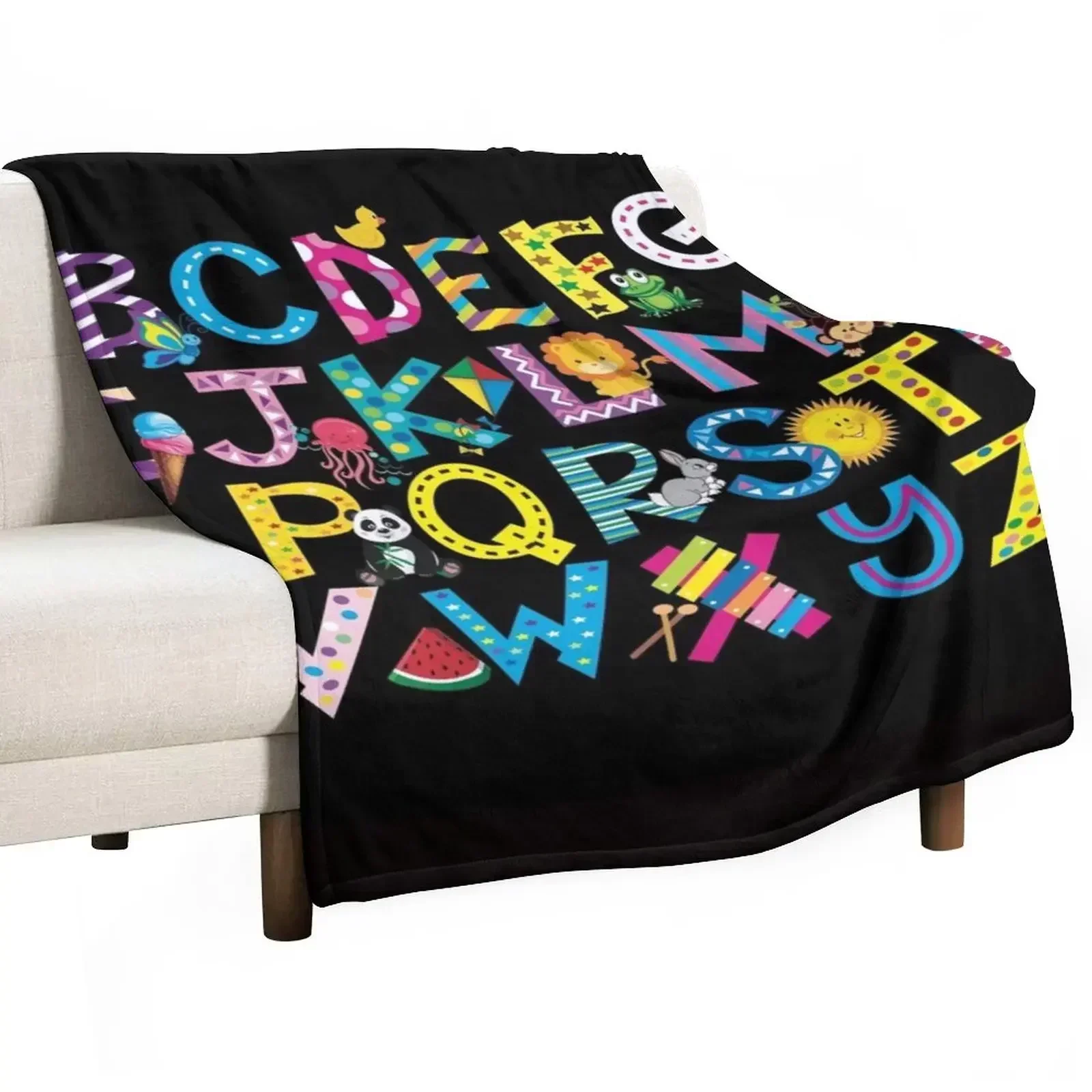 

ALPHABET COLLECTION Throw Blanket Cute Flannels Plaid on the sofa Heavy Blankets