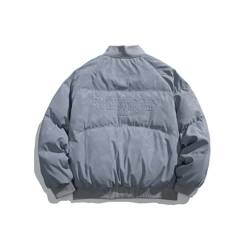 Fashionable Men's Short Baseball Collar Japanese Solid Color Simple Casual White Duck Down Thick Warm Jacket