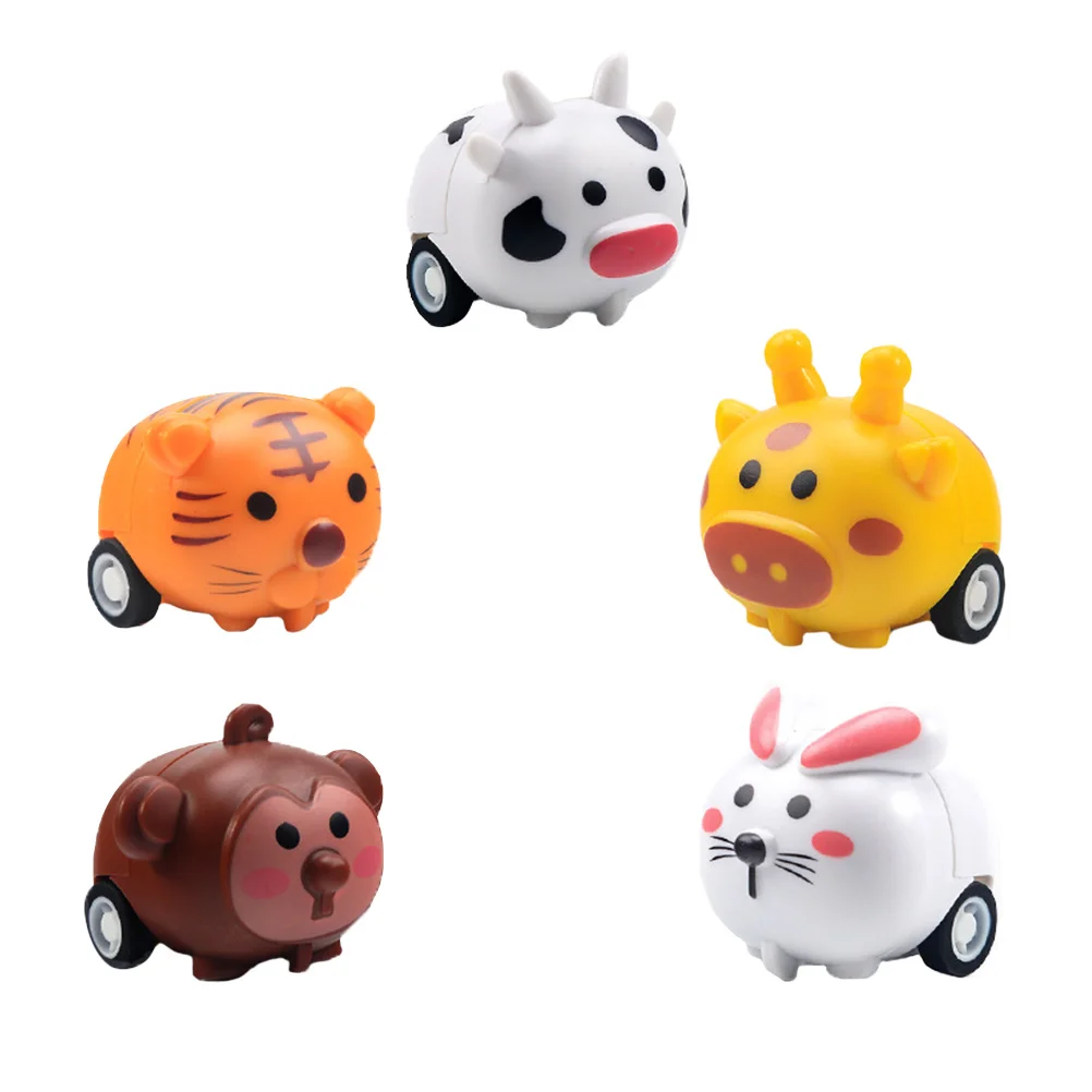 5 قطع سيارة قابلة للسحب للخلف تعمل بالاحتكاك للأطفال الصغار بتصميم كرتوني لامع للأطفال هدية لحفلات استقبال المولود الجديد #3