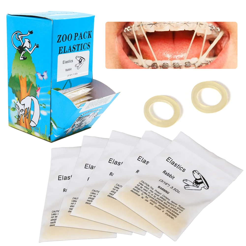 5000 pièces/boîte 3,5 oz Élastiques dentaires orthodontiques Zoo Pack Anneaux de traction pour appareils dentaires Anneaux en O Matériaux dentaires
