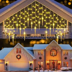 LED Curtain Icicle String lights Christmas Garland Faiy Light Droop 0.4-0.6m Xmas Garden Street Outdoor Decorative Lighting