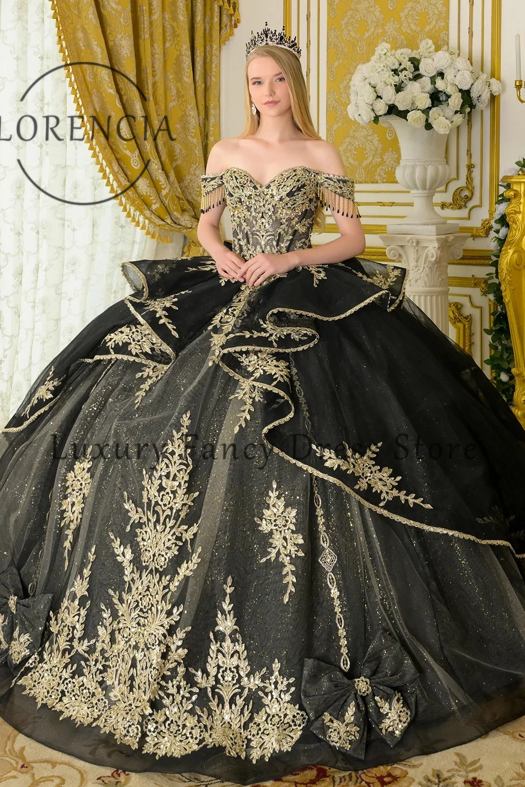 Exquisito Vestido de Quinceañera con Apliques 2025, Vestidos de Gala de Tul con Hombros Descubiertos para Fiesta de Quince Años, Vestidos de Gala Personalizados
