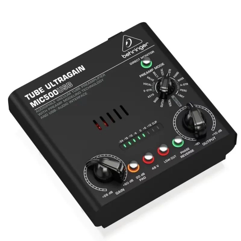 BEHRINGER mic500usb Audiophile Vacuum Tube Preamplifier with Preamp Modeling Technology for electric and acoustic guitars