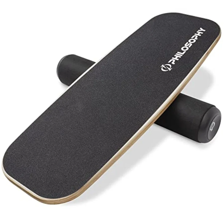 

Balance Board Wooden Balance Trainer with Adjustable Stoppers for Home Fitness Training in Natural Wood Finish with Enhanced St